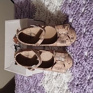 Piperdoodles Cork Bow Peep Toe Shoes Size 13 EUC .
